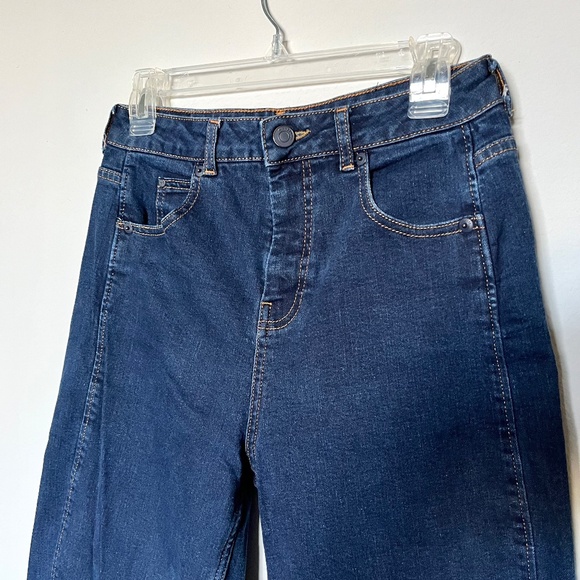 Whistles NEW Stretch Barrel Jeans in Dark Denim High-Waist Ankle Raw Hem Sz 26 - Picture 3 of 12